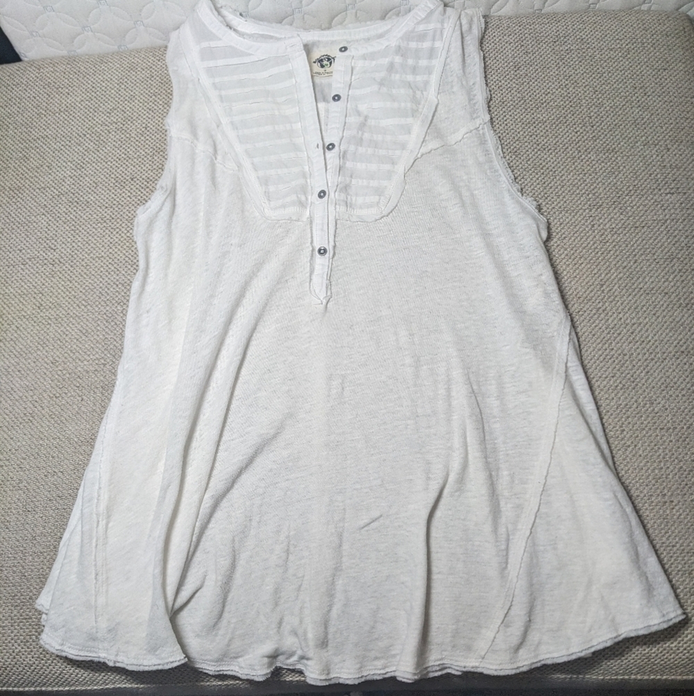 Free People NWOT Say You're Love Tunic sz MED in White Linen/Cotton Blend​​​ - Picture 2 of 12
